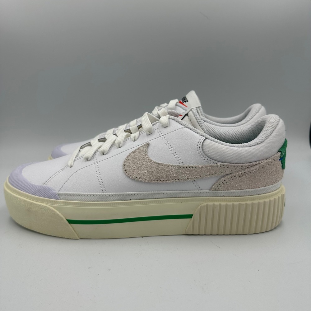 Nike Court Legacy Lift Platform White Green Suede Swoosh Women 9.5 Streetwear - Picture 3 of 11